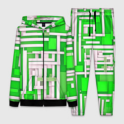 Женский 3D-костюм Полосы на зелёном фоне, цвет: 3D-черный