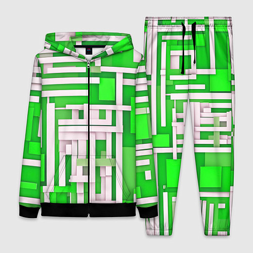 Женский костюм Полосы на зелёном фоне / 3D-Черный – фото 1