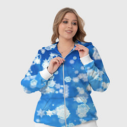 Женский 3D-костюм Декоративные снежинки на синем, цвет: 3D-белый — фото 2