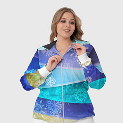 Женский 3D-костюм Абстрактный синий волнистый фон со снежинками, цвет: 3D-белый — фото 2