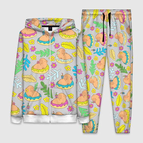 Женский костюм Семья капибар на отдыхе / 3D-Белый – фото 1