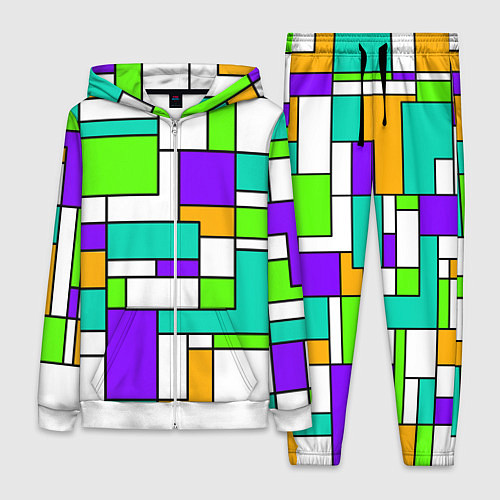 Женский костюм Геометрический зелёно-фиолетовый / 3D-Белый – фото 1