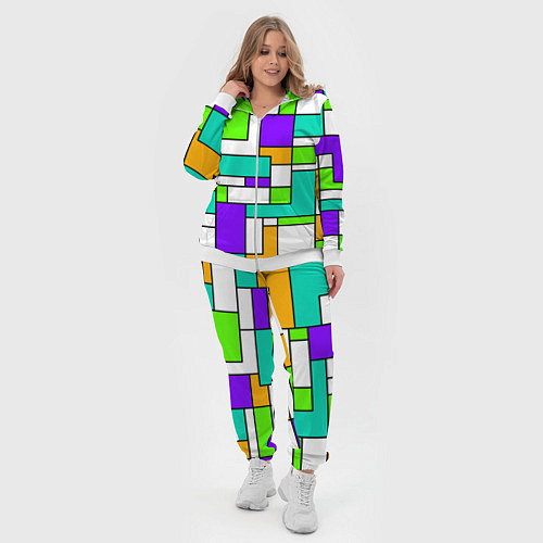 Женский костюм Геометрический зелёно-фиолетовый / 3D-Белый – фото 4