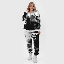 Женский 3D-костюм Черно-белая абстракция гранж, цвет: 3D-белый — фото 2