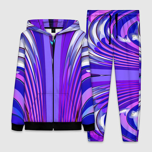 Женский костюм Фиолетовые линии и полосы / 3D-Черный – фото 1