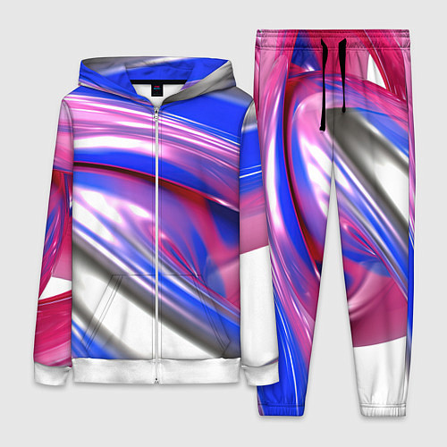 Женский костюм Вязкая абстракция в фиолетовых оттенках / 3D-Белый – фото 1