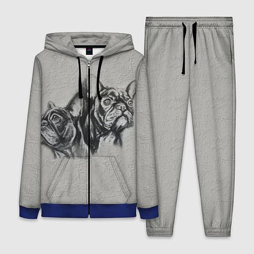 Женский костюм Французские бульдоги пара / 3D-Синий – фото 1