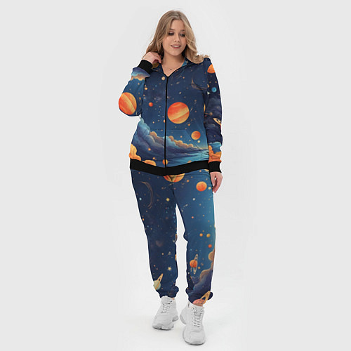 Женский костюм Нарисованный космос / 3D-Черный – фото 4