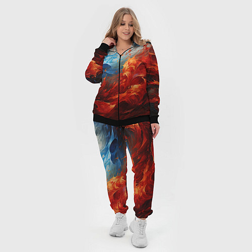 Женский костюм Абстрактный белый синий красный дым / 3D-Черный – фото 4