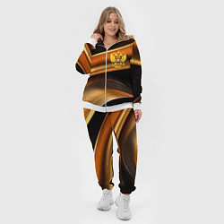 Женский 3D-костюм Герб России на черном золотом фоне, цвет: 3D-белый — фото 2