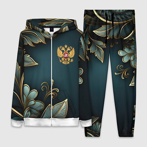 Женский костюм Золотые листья и герб России / 3D-Белый – фото 1