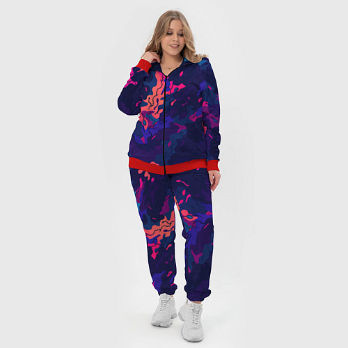 Женский костюм Яркая абстракция в стиле камуфляжа / 3D-Красный – фото 4