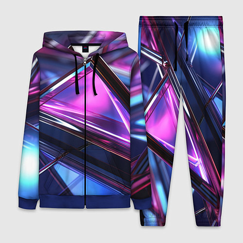 Женский костюм Фиолетовые абстрактные треугольники / 3D-Синий – фото 1