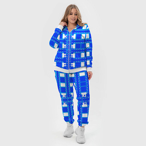 Женский костюм Синие и белые квадраты / 3D-Белый – фото 4