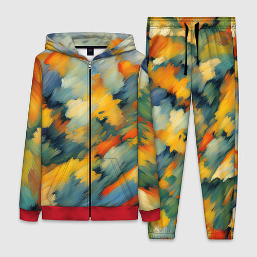 Женский костюм Жёлтые и синие мазки / 3D-Красный – фото 1