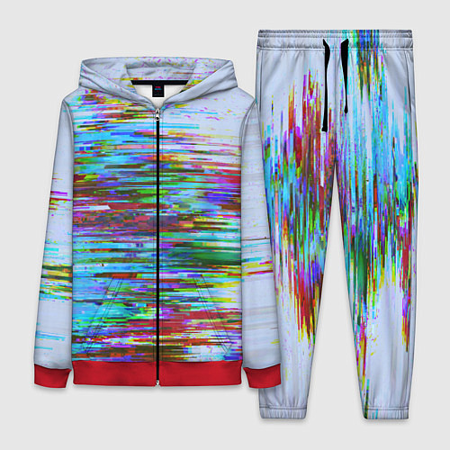 Женский костюм Синий и красный глитч / 3D-Красный – фото 1