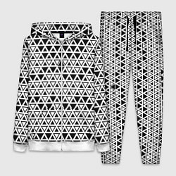 Женский 3D-костюм Треугольники чёрные и белые, цвет: 3D-белый