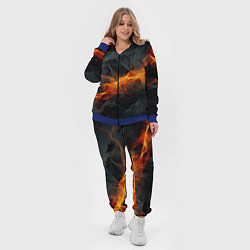 Женский 3D-костюм Оранжевая световая абстракция на черном, цвет: 3D-синий — фото 2