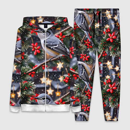 Женский костюм Рождественская птица пересмешник / 3D-Белый – фото 1