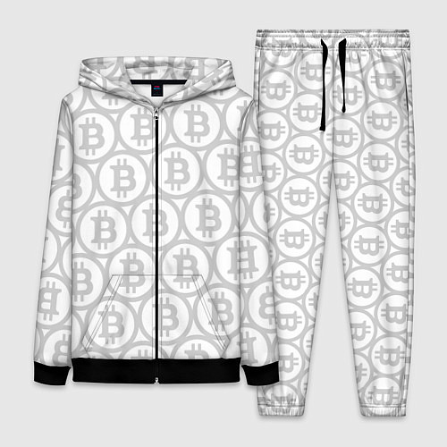 Женский костюм Биткоин патерн на белом фоне / 3D-Черный – фото 1