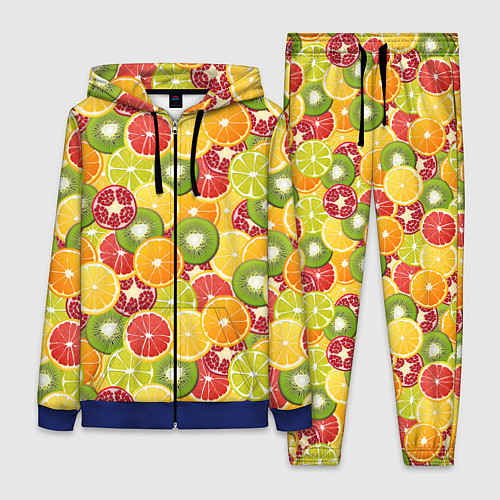 Женский костюм Фон с экзотическими фруктами / 3D-Синий – фото 1