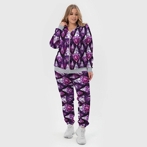 Женский костюм Фиолетовые кристаллы - акварельный паттерн / 3D-Меланж – фото 4