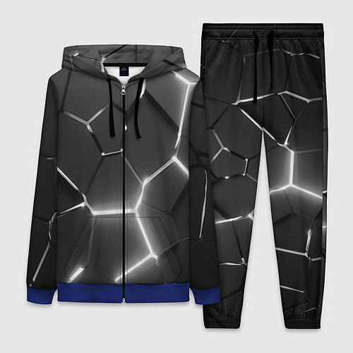 Женский костюм Чёрные плиты разломы броня / 3D-Синий – фото 1