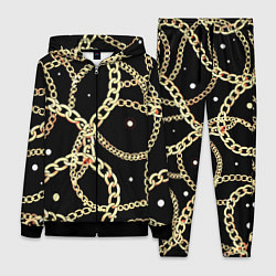 Женский костюм Золотые цепи на черном - ювелирные украшения патте