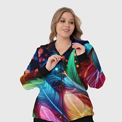 Женский 3D-костюм Яркие красочные неоновые перья, цвет: 3D-черный — фото 2