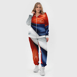 Женский 3D-костюм Белая синяя красная абстракция, цвет: 3D-белый — фото 2