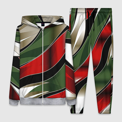 Женский костюм Белые зеленые и красные полосы / 3D-Меланж – фото 1