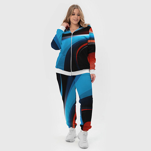 Женский костюм Черные и синии волны спортивный стиль / 3D-Белый – фото 4