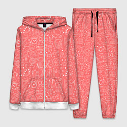 Женский 3D-костюм Школьный розовый паттерн, цвет: 3D-белый