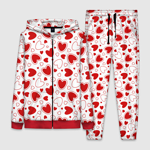 Женский костюм Красные сердечки на белом фоне / 3D-Красный – фото 1