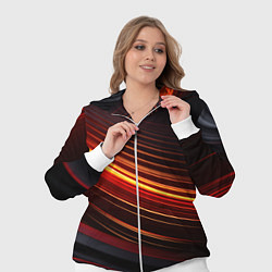 Женский 3D-костюм Яркая оранжевая полосы на черной абстракции, цвет: 3D-белый — фото 2