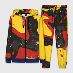 Женский костюм Красные желтые оранжевые пятна краски абстракция