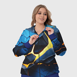 Женский 3D-костюм Желтая лава на синих плитах, цвет: 3D-синий — фото 2
