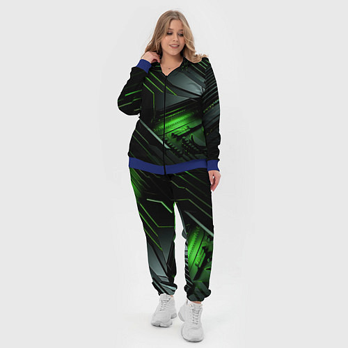 Женский костюм Металл и зеленый яркий неоновый свет / 3D-Синий – фото 4