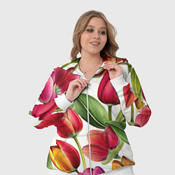 Женский 3D-костюм Паттерн с тюльпанами, цвет: 3D-белый — фото 2