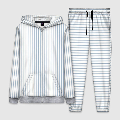 Женский костюм Белый в голубую тонкую полоску / 3D-Меланж – фото 1