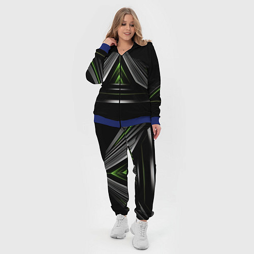 Женский костюм Black green abstract nvidia style / 3D-Синий – фото 4
