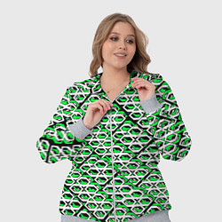 Женский 3D-костюм Зелёно-белый узор на чёрном фоне, цвет: 3D-меланж — фото 2