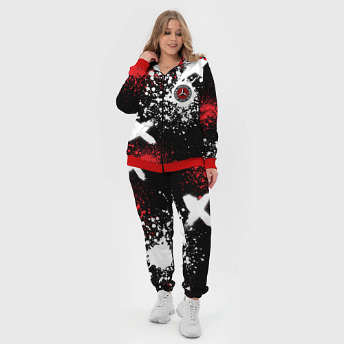 Женский костюм Мерседес на фоне граффити и брызг красок / 3D-Красный – фото 4