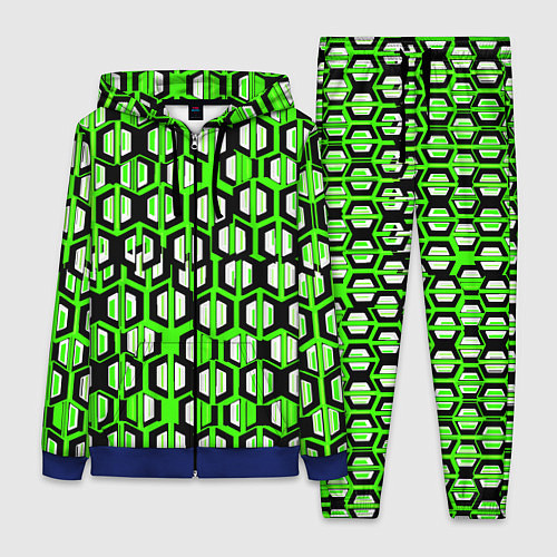 Женский костюм Техно узор из шестиугольников зелёный / 3D-Синий – фото 1
