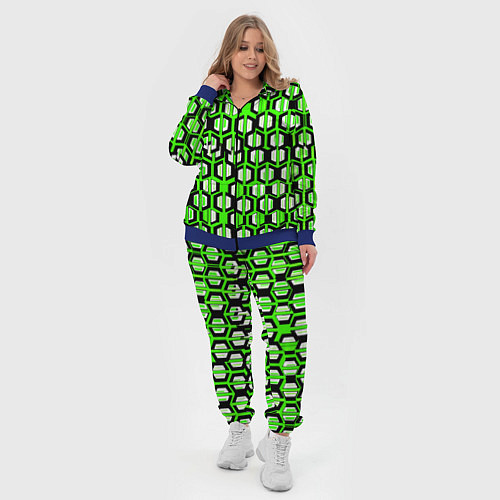 Женский костюм Техно узор из шестиугольников зелёный / 3D-Синий – фото 4
