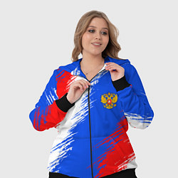 Женский 3D-костюм Триколор штрихи с гербор РФ, цвет: 3D-черный — фото 2