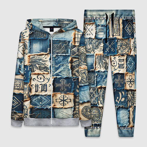 Женский костюм Татуировки на дениме / 3D-Меланж – фото 1