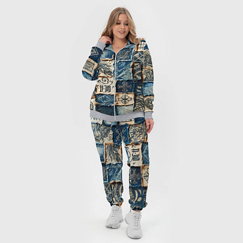 Женский костюм Татуировки на дениме / 3D-Меланж – фото 4