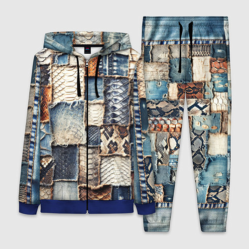 Женский костюм Змеиная кожа - пэчворк / 3D-Синий – фото 1