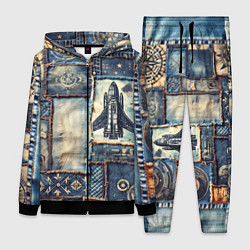 Женский 3D-костюм Космический корабль - пэчворк, цвет: 3D-черный